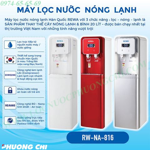 Máy Lọc Nước Nóng lạnh REWA 816 Đỏ